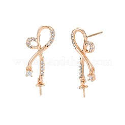 Латунные микро-паве прозрачные серьги-гвоздики из циркония&nbsp;KK-S364-133