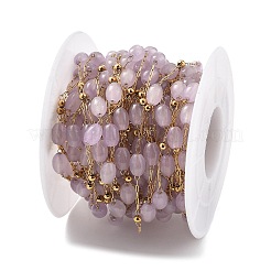 Цепочки из натурального окрашенного нефрита и бусин из нержавеющей стали 304&nbsp;CHS-K021-08B-02