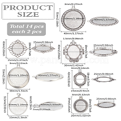 14 шт. 7 стиля тибетский стиль сплав плоский овальный подвес кабошон оправы&nbsp;TIBEP-LP0002-22