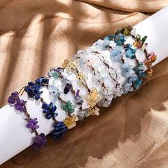 Регулируемые браслеты из плетеных бусин из натуральных драгоценных камней для женщин&nbsp;BJEW-U035-02