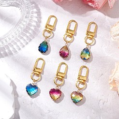 6 шт. 6 стиля сердце/капля k9 стекло имитация турмалина подвески украшение&nbsp;HJEW-JM03011