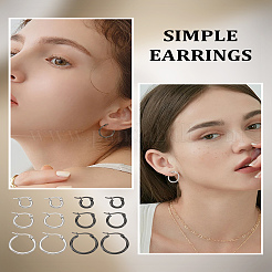 6 пара 6-х стильных серег-колец из нержавеющей стали для женщин&nbsp;EJEW-LP0001-41