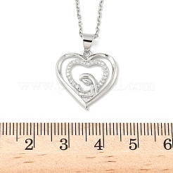День матери латунные микропаве прозрачные кубические цирконии ожерелья с подвеской в виде сердца для матери и ребенка для женщин&nbsp;NJEW-C085-01C-P