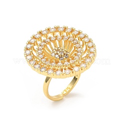 Латунные микропаве кубические цирконии регулируемые открытые манжеты кольца&nbsp;RJEW-V009-03G