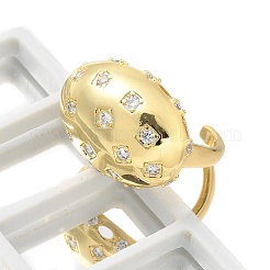 Латунные кольца из манжеты с прозрачным цирконием&nbsp;RJEW-M029-04G