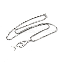 Кулон из нержавеющей стали 201 с изображением Иисуса и рыбы&nbsp;LS-NJEW-H065-05P