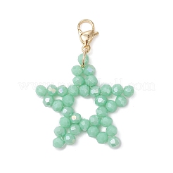 4 шт. 4-цветные подвесные украшения в виде звезд из гальванического стекла&nbsp;HJEW-TA00411