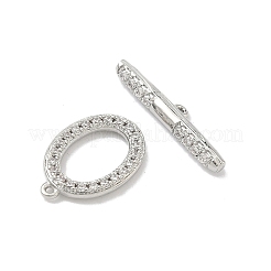 Овальные застежки-тоглы из латуни с микропаве из прозрачных кубических цирконий&nbsp;KK-G548-25P