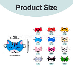 12 шт. 12-цветные эмалевые подвески-соединители в виде котенка&nbsp;FIND-TA0008-95