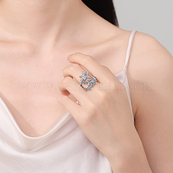 Открытые манжеты из латуни с микропаве и прозрачным цирконием для женщин&nbsp;LS-RJEW-S402-06P