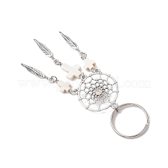 Брелок из плетеной сетки/паутины с перьями из сплава драгоценных камней&nbsp;KEYC-JKC01180-02