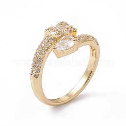 Прозрачный кубический цирконий каплевидная и прямоугольная открытая манжета&nbsp;RJEW-B043-14