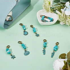 24 шт. 6 стиля подвесные украшения из сплава на тему океана&nbsp;HJEW-GO00216