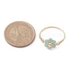 Кольцо с цветком из натурального драгоценного камня&nbsp;RJEW-JR00711-01