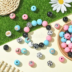 Наборы для самостоятельного изготовления круглых деревянных бусин и джутового шнура для подвесок&nbsp;DIY-YW0010-83