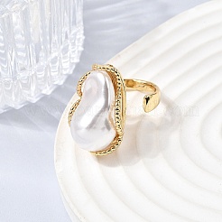 Латунные кольца-манжеты из АБС-пластика с имитацией жемчуга для женщин&nbsp;RJEW-B160-03G