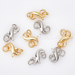 8 шт. 2-х цветные латунные карабины-клешни&nbsp;KK-CA0003-04