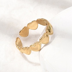 Открытые кольца-манжеты в форме сердца из нержавеющей стали 304 для женщин&nbsp;RJEW-A091-14G