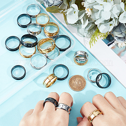 36 шт. 18 стиля оправы для колец из нержавеющей стали 304 с канавками&nbsp;RJEW-UN0002-84