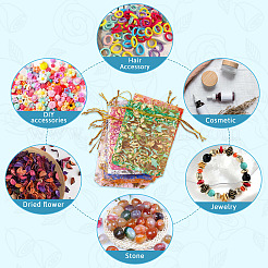 55 шт. двухцветные мешочки из органзы с принтом роз на завязках&nbsp;OP-TA0001-15C