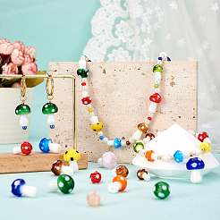 64 шт. 24 стили бусины ручной работы в виде грибов лэмпворк&nbsp;LAMP-TA0001-12