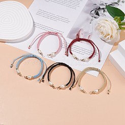 Наполовину готовый полиэстеровый плетеный жемчужный браслет&nbsp;AJEW-JB01128