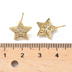 Серьги-гвоздики из латуни с микропаве и прозрачным кубическим цирконием&nbsp;EJEW-A132-16G