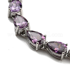 Браслеты из латуни с покрытием из кубического циркония и каплевидными звеньями для женщин&nbsp;BJEW-H604-01P-07