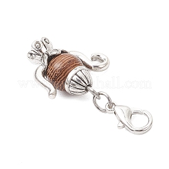 Подвесные украшения из сплава в тибетском стиле и натурального дерева венге&nbsp;HJEW-JM03546