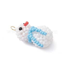 Подвески-снеговики из стеклянных бусин&nbsp;PALLOY-MZ01007