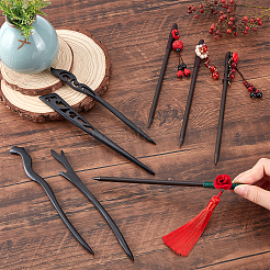 8шт. 8 деревянных палочки для волос OHAR-PH0001-24