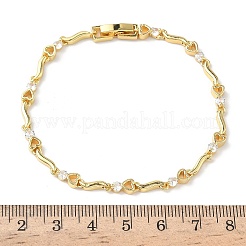 Браслеты-цепочки с закрученными звеньями из латуни с микропаве из прозрачных кубических цирконий для женщин&nbsp;BJEW-G764-06G