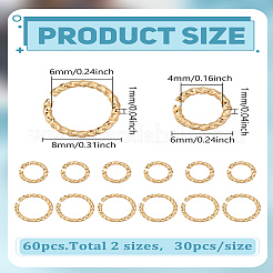 60 шт. 2 стиля латунных соединительных колец&nbsp;KK-LP0004-40