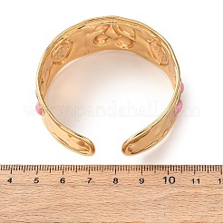 Браслеты-манжеты открытого типа из нержавеющей стали 304 с эмалевым покрытием для женщин&nbsp;BJEW-K294-02G