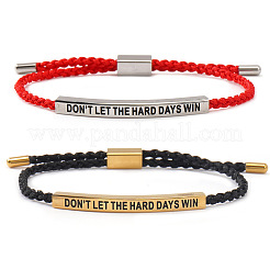 2 шт. Браслет с мотивационной цитатой из нержавеющей стали 304 с подвеской «Не позволяй трудным дням победить»&nbsp;FG5463-5