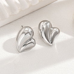 Латунные серьги-гвоздики в форме сердца&nbsp;HE1706