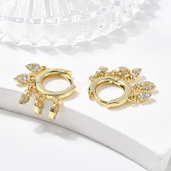 Серьги-кольца Huggie из латуни с прозрачным фианитом и прозрачным фианитом&nbsp;EJEW-K083-45G