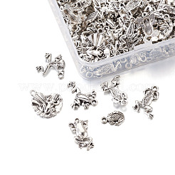 Подвески в форме лягушек из сплава в тибетском стиле и оправы из стразов&nbsp;TIBEP-TA0002-34AS-RS