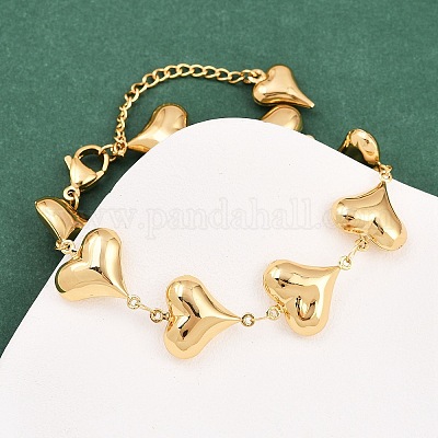 Браслеты-цепочки в форме сердца из нержавеющей стали 304 для подарка на День святого Валентина BJEW-D359-17A-G-1