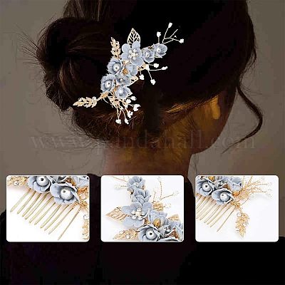 Набор расчесок и вилок для волос со стразами для новобрачных&nbsp;PHAR-WH0015-06G-1