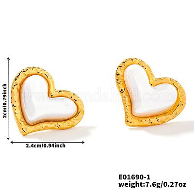 Шикарные винтажные серьги-гвоздики в форме сердца из нержавеющей стали 304 с искусственным жемчугом для женщин AS5519-1