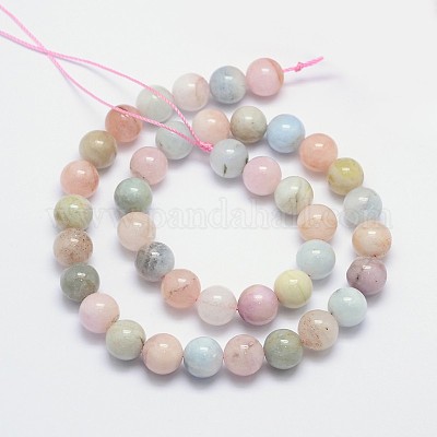 Естественно Morganite круглый шарик нити G-I159-10mm-1