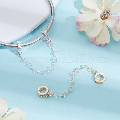 2 шт. 2-х цветные латунные удлинители цепей с микропаве из кубического циркония&nbsp;KK-WR0001-55-1