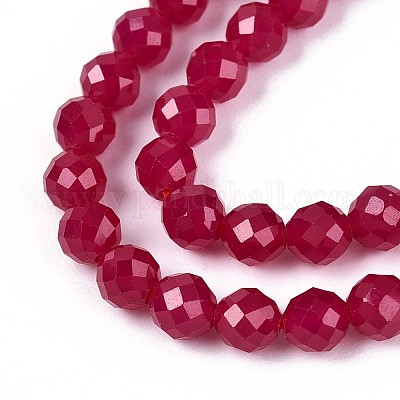 Нити бусин из красного корунда&nbsp;G-E411-40-4mm-1