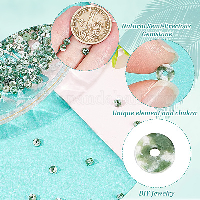 1 нить натуральных бус из яшмы с зелеными пятнами&nbsp;G-GO0001-22-1