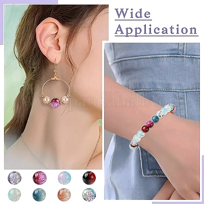 100 шт. прозрачные стеклянные бусины с эффектом кракле&nbsp;GLAA-YW0004-46A-1