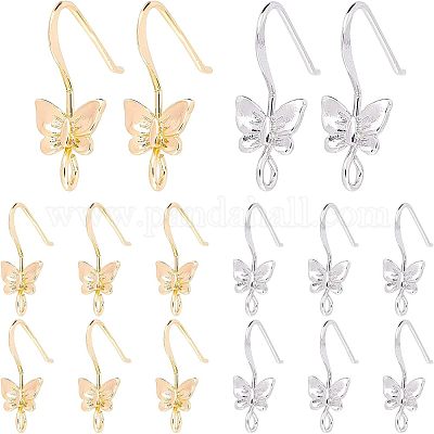 32 шт. 2 цвета латунные крючки для серег&nbsp;KK-FH0003-04-1