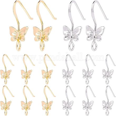 32 шт. 2 цвета латунные крючки для серег&nbsp;KK-FH0003-04-1