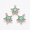 Alloy Enamel Charms, Star, Golden, Green, 14x12x2mm, Hole: 1mm