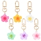 12Pcs 6 Colors Resin Pendant Decorations, Flower, with Alloy Swivel Clasps, Mixed Color, 63mm, 2pcs/color
